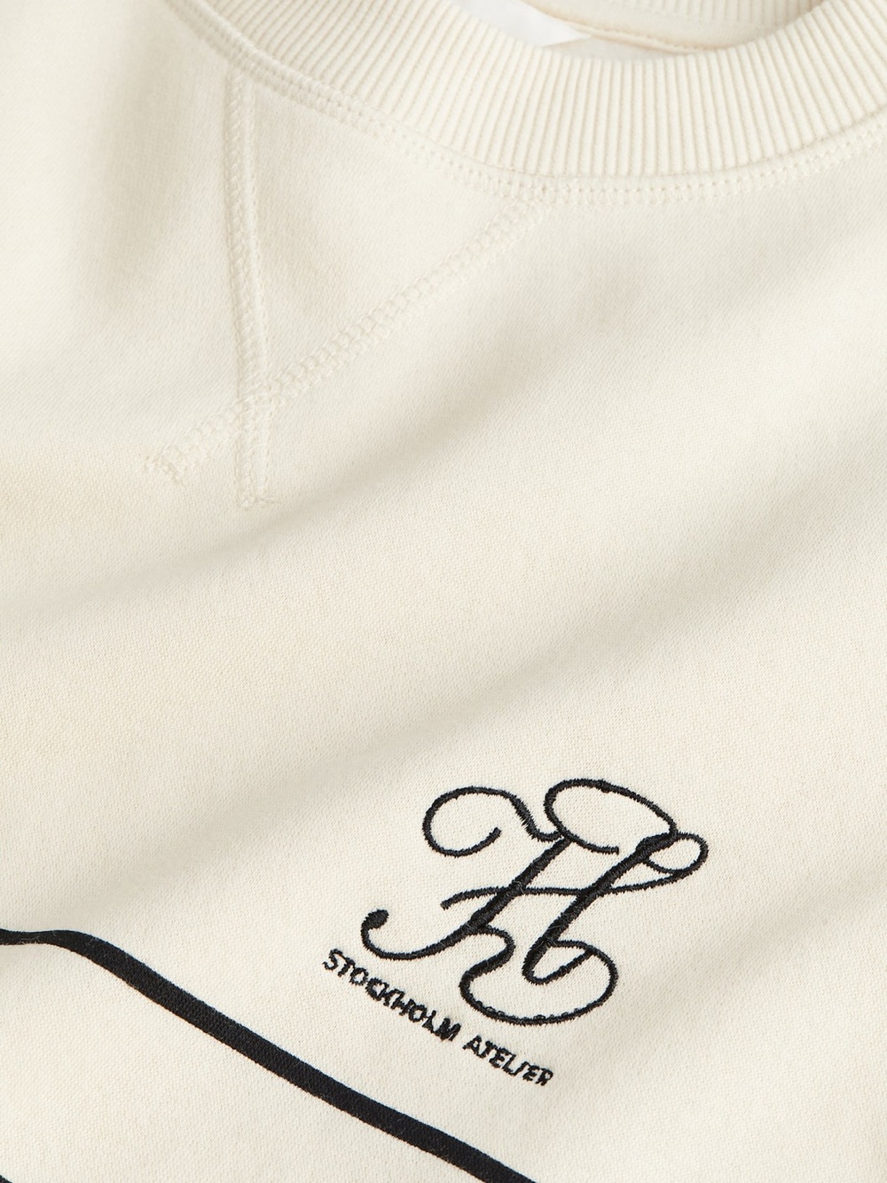 H&M Stockholm Atelier Striped Crewneck Sweatshirt with Monograms